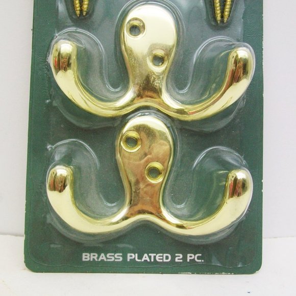 BRAINERD Set of 2 DOUBLE ROBE HOOK Brass Plated LIBERTY HARDWARE New - Picture 3 of 5